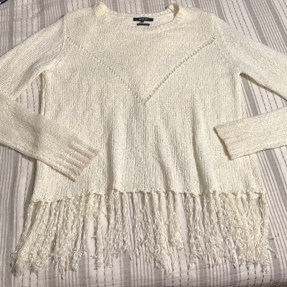 Miss Me Fringe Open Back Sweater